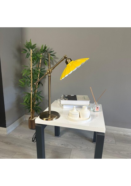 Risso Sarı Masa Lambası Dekoratif Abajur Çocuk Odası Başucu Lambası Okuma Lambası