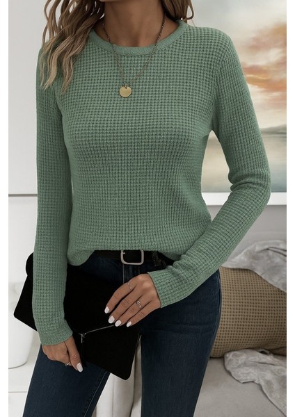 Kadın Uzun Kollu Bisiklet Yaka Triko Kazak modelleri