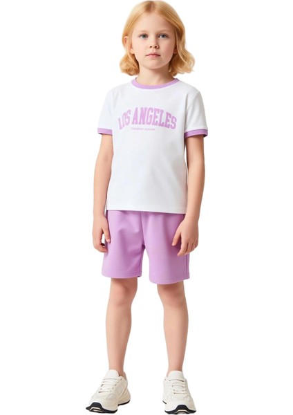 Çocuklar Için %100 Pamuklu Slogan Baskılı Kısa Kollu Tişört ve Şort Kombinasyonu Kaliteli Şık fiyatları
