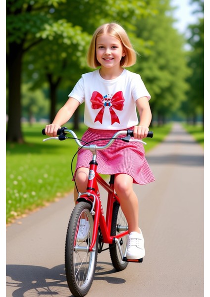 Kız Çocuk Pamuklu Üst ve Etek Takımı Eğlenceli Fiyonk ve Ayıcık Baskılı Kaliteli Şık Rahat fırsatları