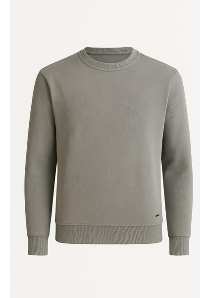 Troy Erkek Slim Fit Uzun Kol Sıfır Yaka SWEATSHIRT-7442
