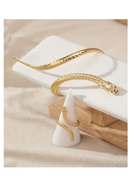 14K Altın Kaplama Yılan Bilezik Yüzük Set fırsatları