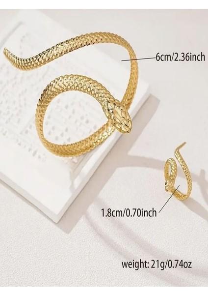 14K Altın Kaplama Yılan Bilezik Yüzük Set