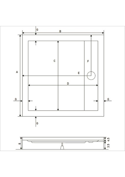 Drop Kare Dus Teknesi H=8 Cm, Monoblok fırsatları