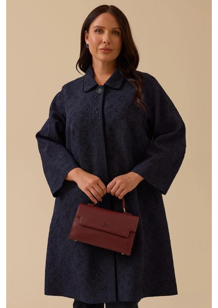 Kadın Büyük Beden Desenli Jakar Kap 4003 Lacivert fiyatları