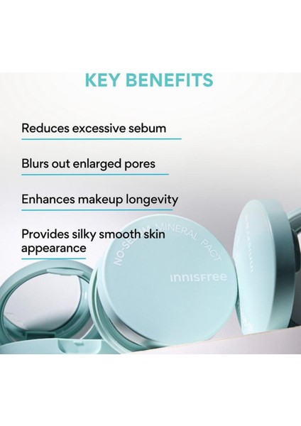 Innisfree- No Sebum Mıneral Pact(Kuru Şampuan-Yüzdeki Yağ Kontrolü)(Uçanfil) indirimleri