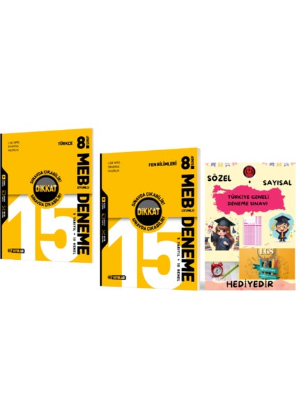 8. Sınıf Türkçe - Fen Bilimleri 15 Li Deneme - Hediyelidir