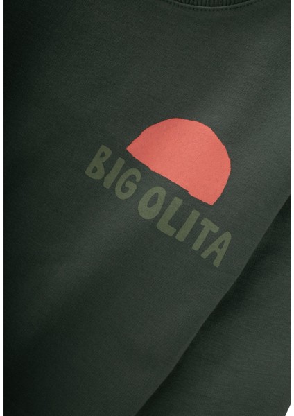 Bıg Olıta Baskılı Sweatshirt 2-10 Yaş Haki Yeşil modelleri