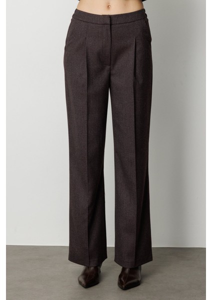 Kadın Simli Kumaş Wide Leg Pantolon 5171 Bordo modelleri