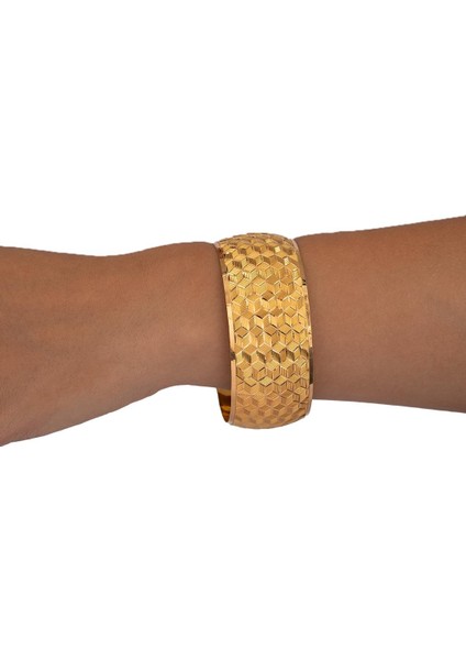 40 Gram (Gr) 40MM Kristal Desen Mega Bilezik 22 Ayar Yatırımlık Işçiliksiz