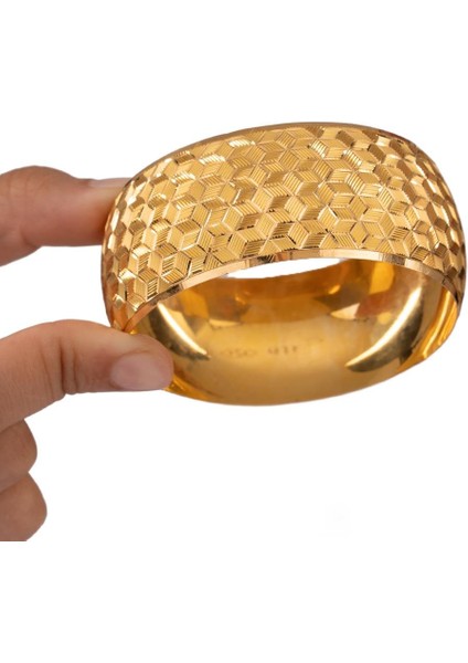 40 Gram (Gr) 40MM Kristal Desen Mega Bilezik 22 Ayar Yatırımlık Işçiliksiz