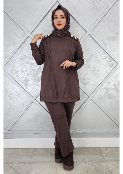 Kadın Düğme Detaylı Nervür Dikim Tesettür Takım modelleri