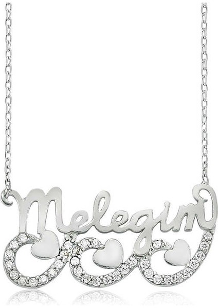 925 Ayar Gümüş Meleğim Yazılı Kalpli Kadın Gümüş Kolye PT0460043 (800800)