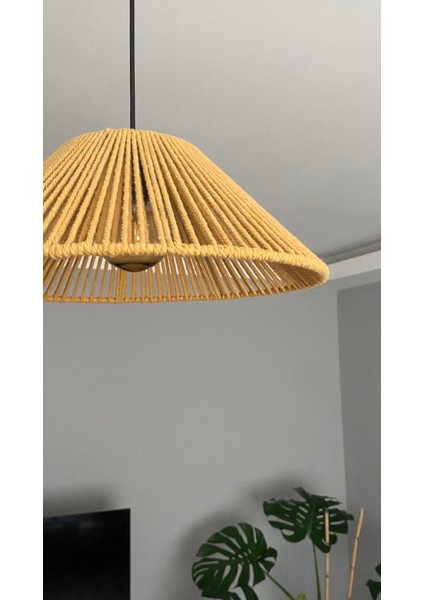 El Yapımı Hardal Makrome Avize - Bohem Salon,yatak Odası, Çocuk Odası Avize (40 Cm) fiyatları