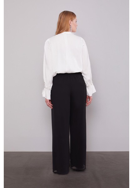 Siyah Bol Paça Şifon Pantolon fırsatları