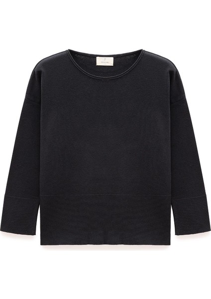 Rio Düz Örgü Kadın Triko Kazak - Siyah