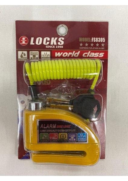 Motosiklet 110 Db Sarı Alarmlı Disk Kilidi