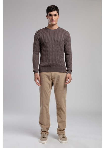 Ricky Yüksek Bel Düz Kesim Düz Paça Bej Erkek Pantolon
