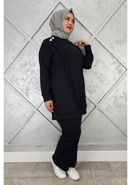 Kadın Düğme Detaylı Nervür Dikim Tesettür Takım fiyatları