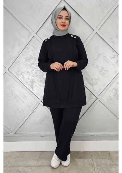 Kadın Düğme Detaylı Nervür Dikim Tesettür Takım modelleri