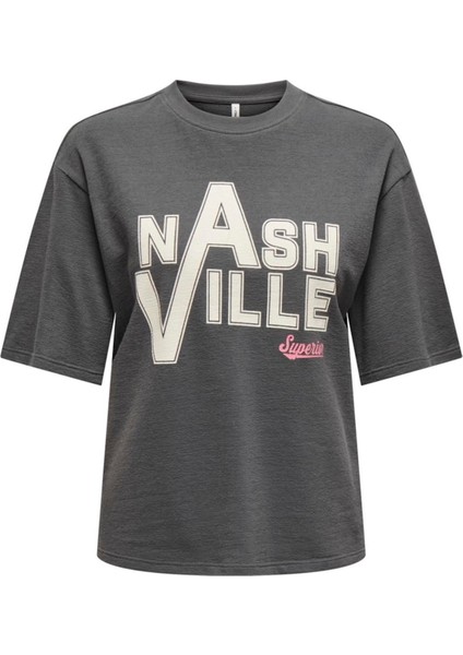 Onlsonya S/s Usa Top Box Jrs Kadın Gri T-Shirt - 15332658