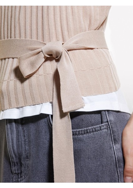 Pamuk ve Modal Karışımlı Iki Parça Görünümlü T-Shirt Kadın Mavi T-Shirt - 324A3UNZL105V