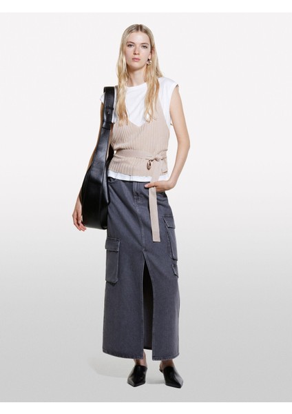 Pamuk ve Modal Karışımlı Iki Parça Görünümlü T-Shirt Kadın Mavi T-Shirt - 324A3UNZL105V modelleri