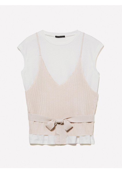 Pamuk ve Modal Karışımlı Iki Parça Görünümlü T-Shirt Kadın Mavi T-Shirt - 324A3UNZL105V indirimleri