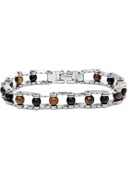 Kaplan Gözü ve Oniks Taşlı Ayarlanabilir Çelik Bileklik 9592B24D4 fiyatları