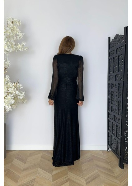 G1592 Maksi Tasarım Abiye Elbise Siyah fiyatları