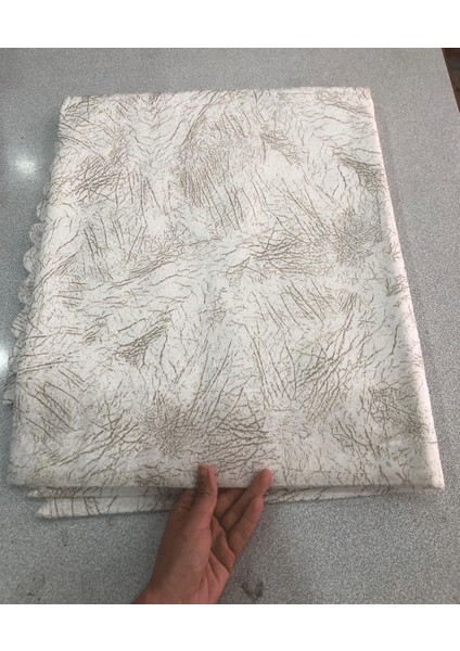 Koltuk Çekyat Örtüsü Krem Damar Desenli Kaymaz Taban Süngerli Üst Kumaş Kadife