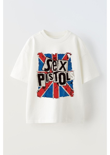 Sex Pistols Baskılı Ünisex Pamuk Beyaz Oversize T Shirt