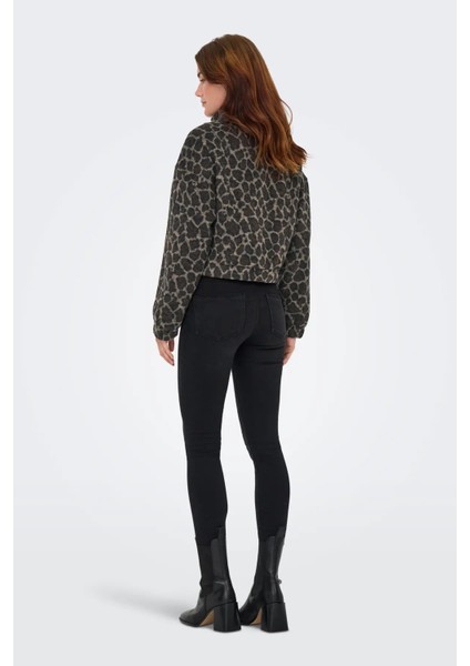 Kadın Onlemılıa Leopar Desenli Dik Yaka Mont 15349082 Kahverengi fırsatları