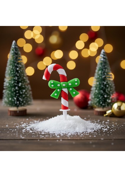 5 Adet Fiyonklu Şeker Bastonu Pasta Süsü Seti - Noel Temalı Candy Cane Cupcake Topper Figürü modelleri