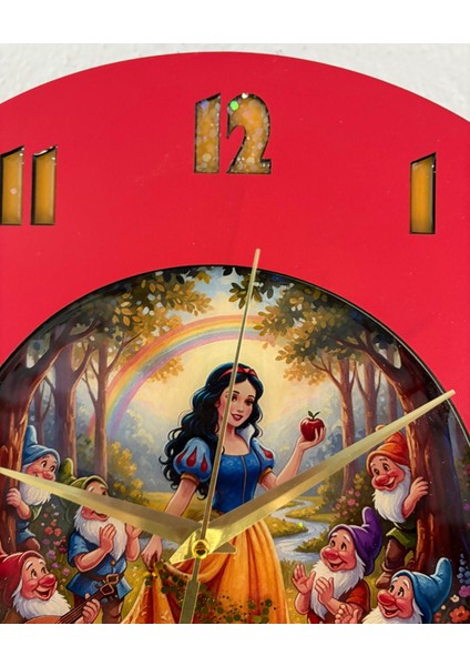 Kişiye Özel Pamuk Prenses ve Yedi Cüceler Çocuk Odası Duvar Saati | Epoksi Dolgulu | 35 cm indirimleri