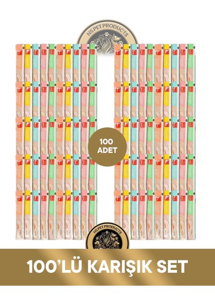 100'LÜ Karışık Kedi Krema Ödül Maması 100X14GR fiyatları