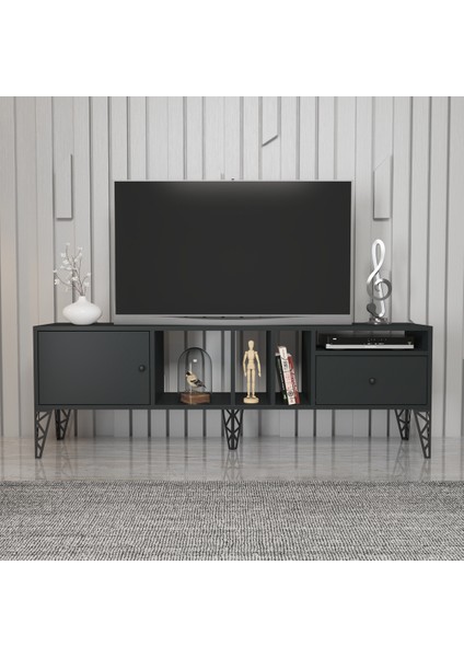 Hunerika Goldie 2 Kapaklı Tv Ünitesi-Antrasit-Minifiks Bağlantılı modelleri