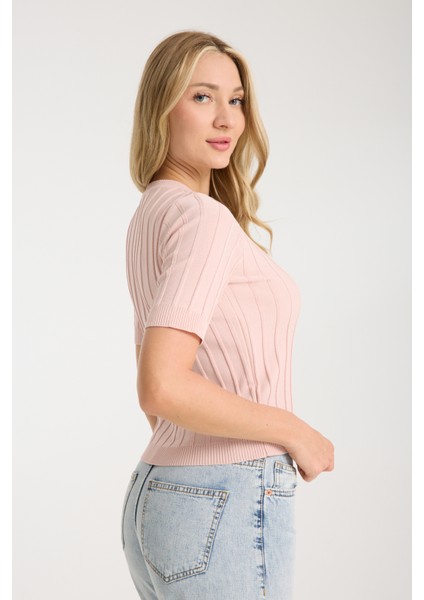 Fit Kesim Çizgili Triko Bluz modelleri