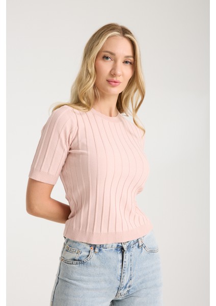 Fit Kesim Çizgili Triko Bluz indirimleri