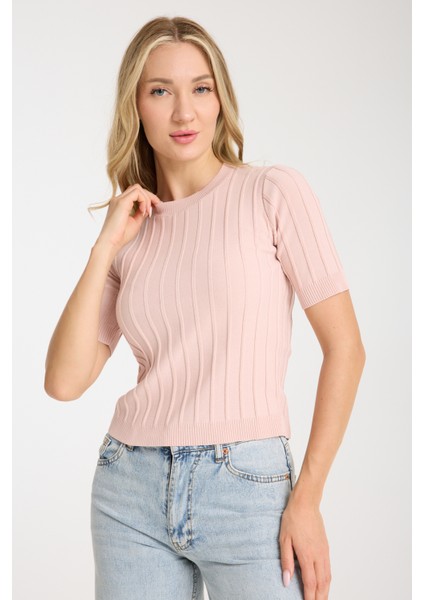 Fit Kesim Çizgili Triko Bluz