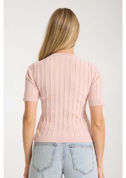 Fit Kesim Çizgili Triko Bluz