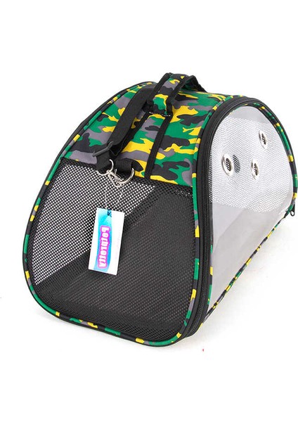 Petpretty Şeffaf Kedi ve Köpek Taşıma Çanta Yeşil Desenli
