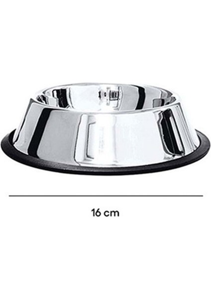 Çelik Kaymaz Tabanlı Kedı, Köpek Mama ve Su Kabı 16 cm