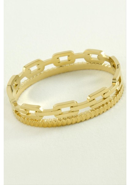 Zincir Şekilli Lüks Çelik Kelepçe Bileklik