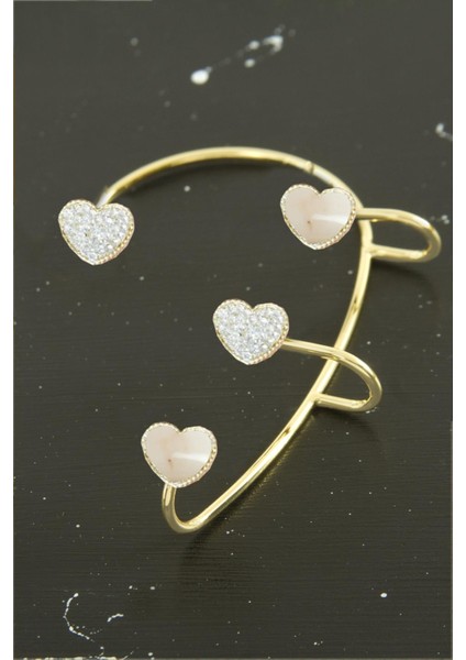 Kalp Zirkon Taşlı Lüks Çelik Kıkırdak Küpe 1 Adet