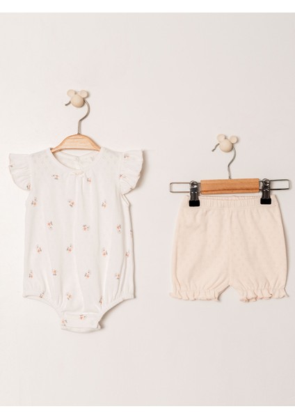 Jakarlı Baskılı Kız Bebek 2’li Takım | Şık ve Konforlu Tasarım | 3-24 Ay