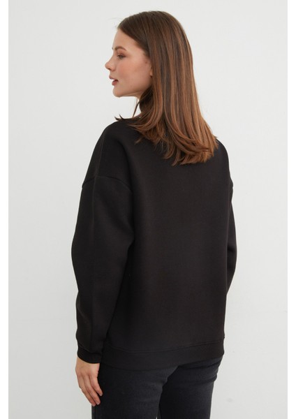 3 Iplik Kiraz Baskılı Oversize Sweatshirt