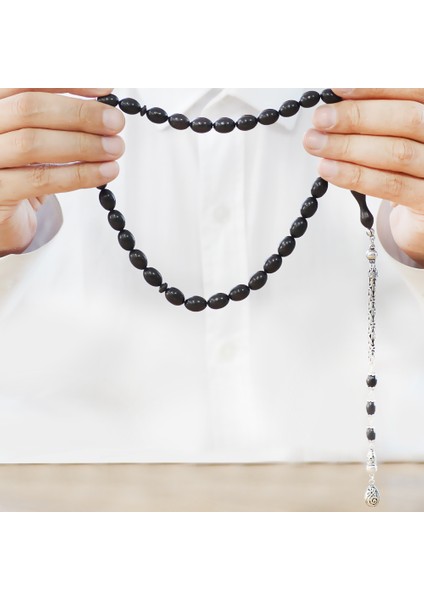 925 Ayar Gümüş Kral Zincir Püsküllü Özel Kesim Abanoz Ağacı Tesbih fırsatları