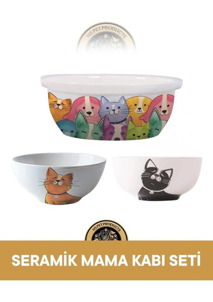 3'lü Seramik Mama Kabı Seti