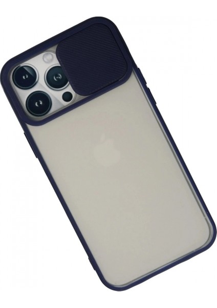 iPhone 13 Pro Max Kılıf Palm Buzlu Kamera Sürgülü Silikon - Lacivert (K95) modelleri